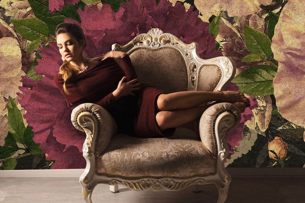 Objets de décoration - Papier peint luxe fleurs géantes L'oro Di Lulù - LA MAISON MURAEM