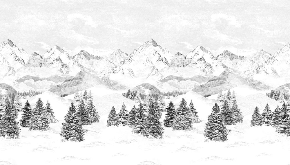 Papiers peints - Papier peint montagne noir et blanc Les Cimes - LA MAISON MURAEM