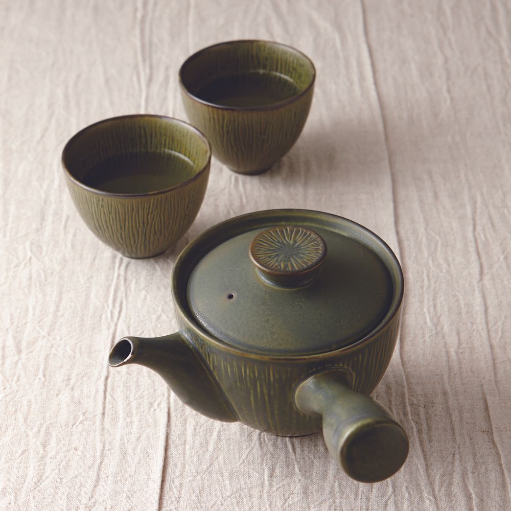 Accessoires thé et café - théière pli (kyusu) mat vert - MIYAMA.