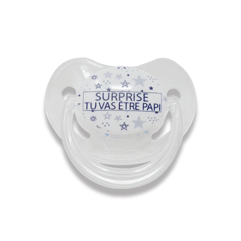 Accessoires enfants - Sucette d'annonce physiologique 0-6 mois - Surprise tu vas être PAPI ! - IRRÉVERSIBLE