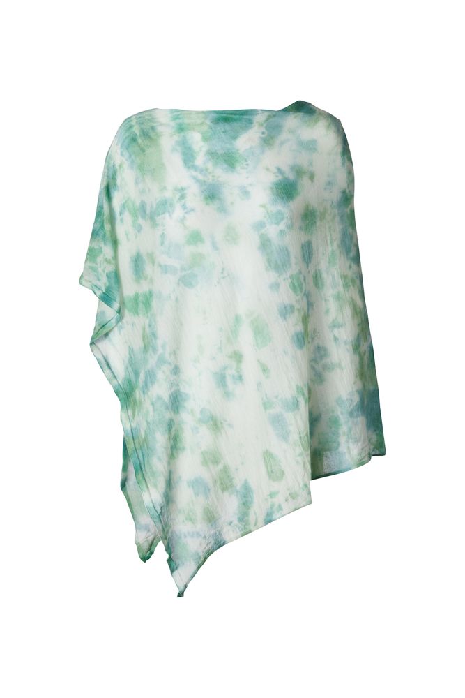 Foulards et écharpes - PONCHO CARRÉ EN CACHEMIRE SHIBORI - MIRROR IN THE SKY