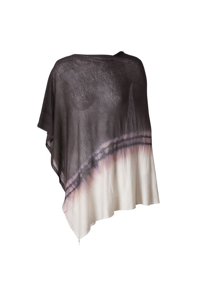 Foulards et écharpes - PONCHO CARRÉ EN CACHEMIRE SHIBORI - MIRROR IN THE SKY