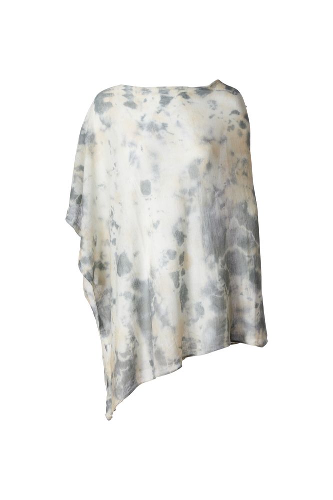 Foulards et écharpes - PONCHO CARRÉ EN CACHEMIRE SHIBORI - MIRROR IN THE SKY