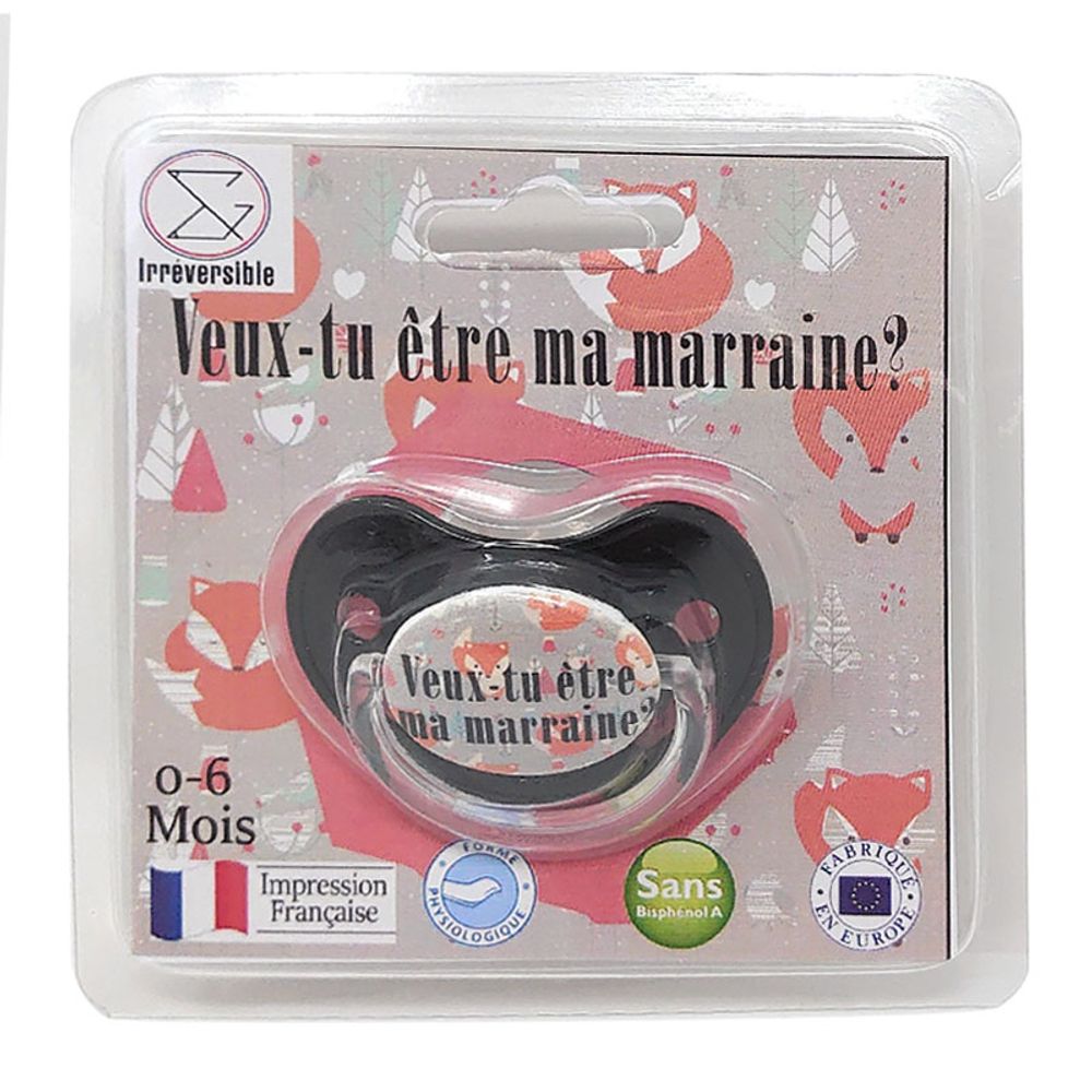 Childcare accessories - Physiological announcement lollipop 0-6 months - Do you want to be my godmother? - IRRÉVERSIBLE