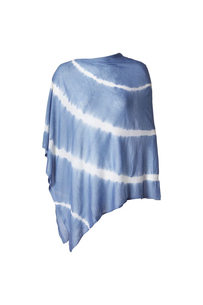 Scarves - LIGHTWEIGHT CASHMERE SQUARE PONCHO TIE DYE - MIRROR IN THE SKY