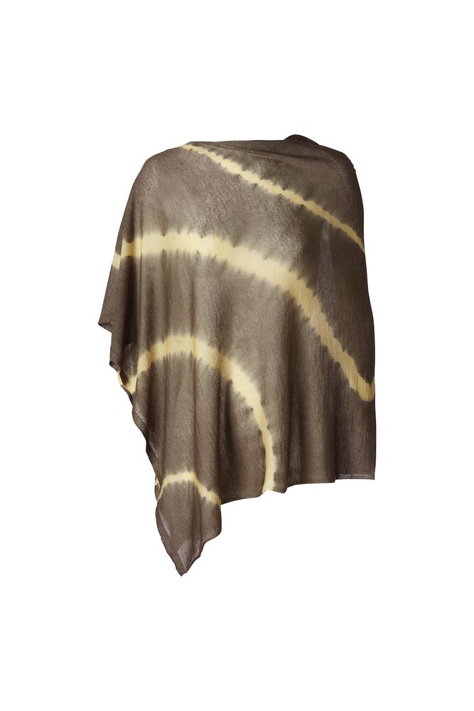 Scarves - LIGHTWEIGHT CASHMERE SQUARE PONCHO TIE DYE - MIRROR IN THE SKY