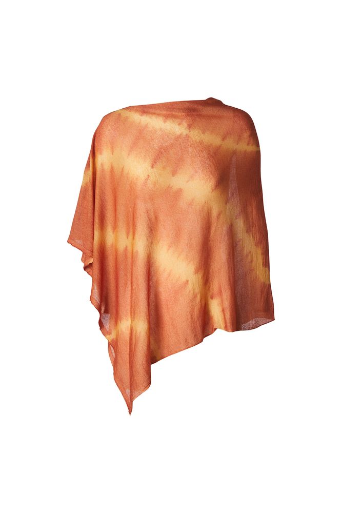 Scarves - LIGHTWEIGHT CASHMERE SQUARE PONCHO TIE DYE - MIRROR IN THE SKY
