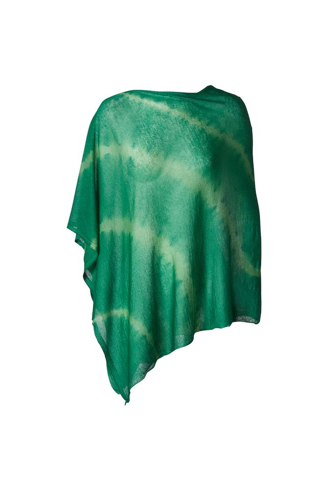 Scarves - LIGHTWEIGHT CASHMERE SQUARE PONCHO TIE DYE - MIRROR IN THE SKY