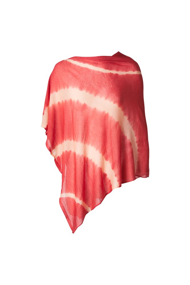 Scarves - LIGHTWEIGHT CASHMERE SQUARE PONCHO TIE DYE - MIRROR IN THE SKY