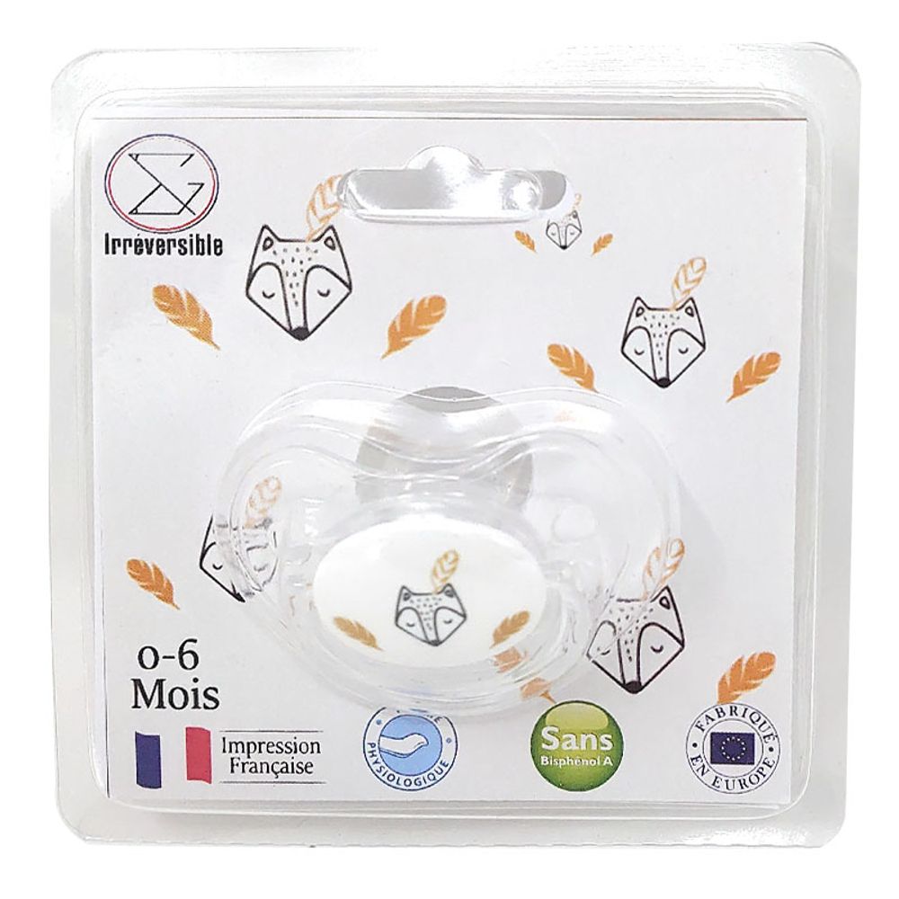 Accessoires pour puériculture - Sucette bébé physiologique 0-6 mois - Renard - IRRÉVERSIBLE