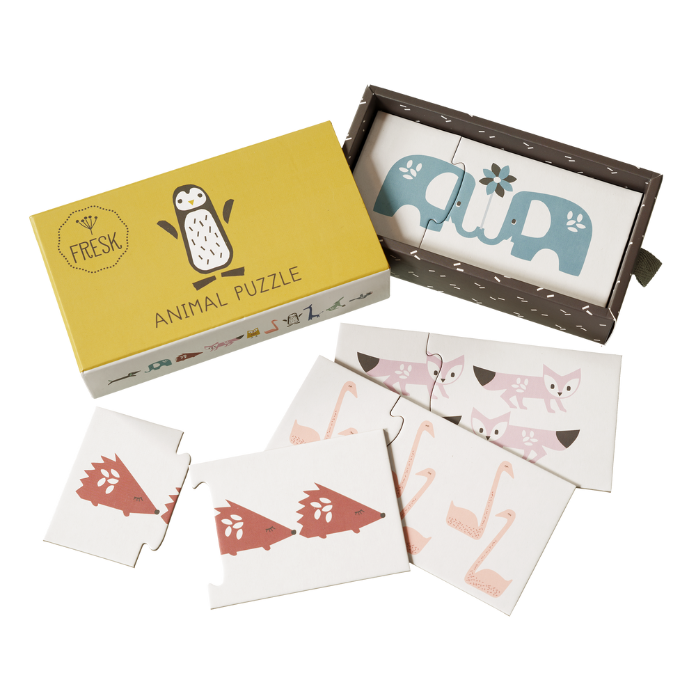 Jeux enfants - Jeu de memory, cube, puzzle et valisette de rangement - FRESK