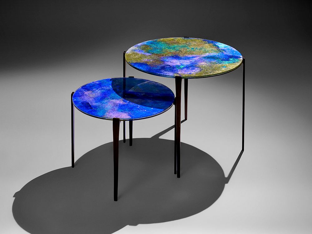Tables basses - Tables Gigognes Space Earth - GLASS & ART BY F