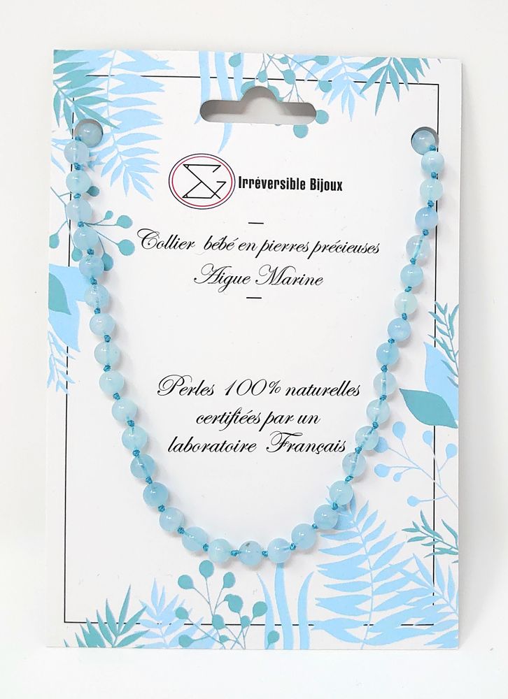 Bijoux - Collier Bébé Pierre naturelle - Aigue Marine Béryl - IRRÉVERSIBLE