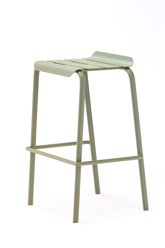 Lawn chairs - Alicante stackable bar stool Moka / reed green / water blue - EZEÏS