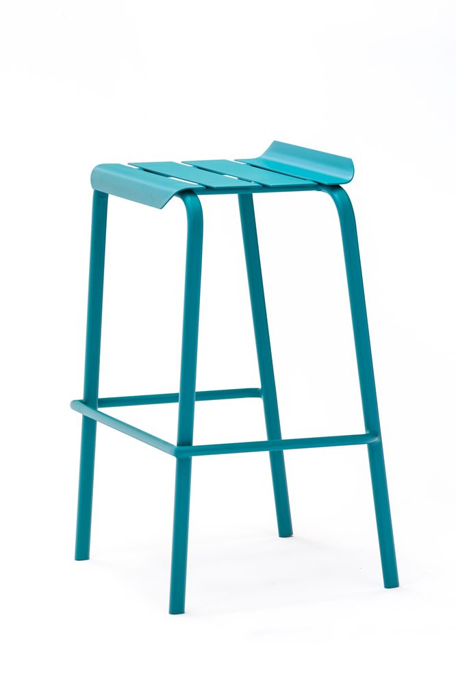 Lawn chairs - Alicante stackable bar stool Moka / reed green / water blue - EZEÏS