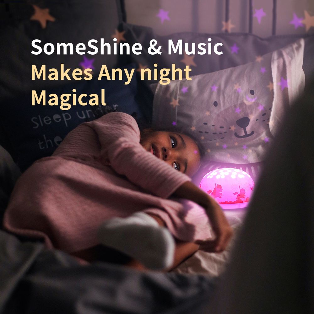 Cadeaux - Projecteur d'étoiles musicales - Carrousel rose - SOMESHINE