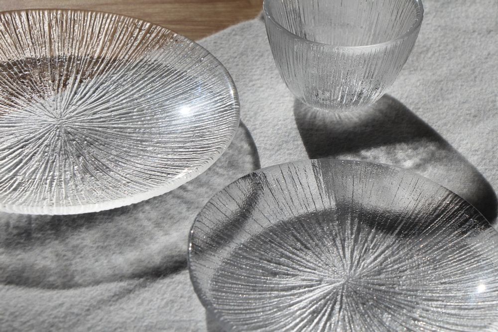 Glass - "NAGISA" Japanese Beautiful Granularity Texture Handcrafted Glass Plate - TOYO-SASAKI GLASS