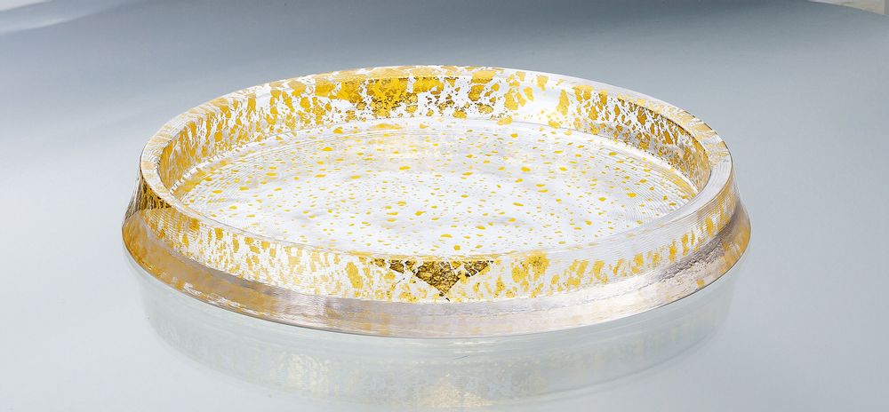 Glass - "GLACE" Master Craftmanship Japanese 24K Real Gold Glass Plate - Good Design Award Winner 2017 - TOYO-SASAKI GLASS