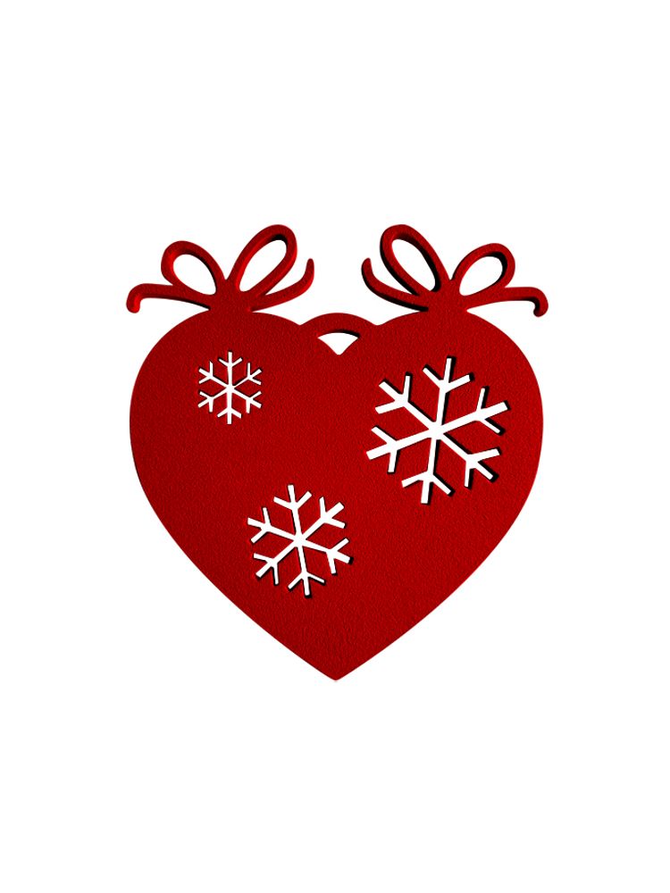 Christmas garlands and baubles - SET OF 4 PIECES MOTIF HEART FLAKES _ 2 dimensions H11cm and H7,5cm - LP DESIGN