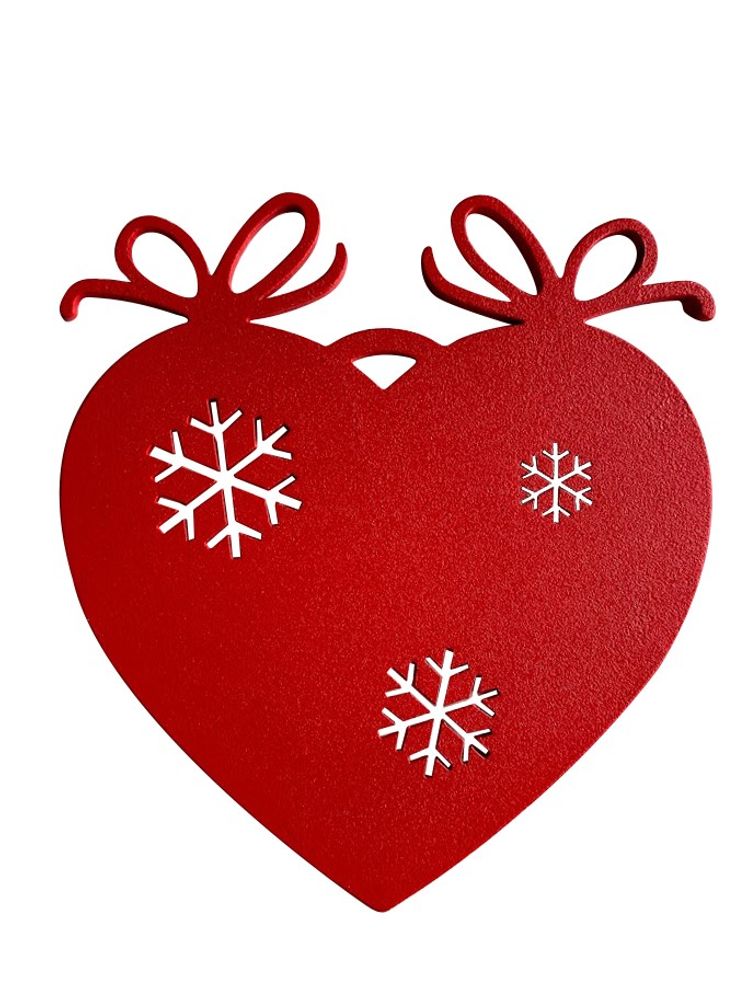 Christmas garlands and baubles - SET OF 4 PIECES MOTIF HEART FLAKES _ 2 dimensions H11cm and H7,5cm - LP DESIGN