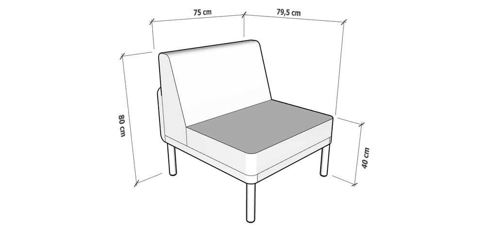 Lawn chairs - Kallysta central module for garden furniture in solid teak with taupe thermo-lacquered aluminium legs and polyolefin cushions. - EZEÏS