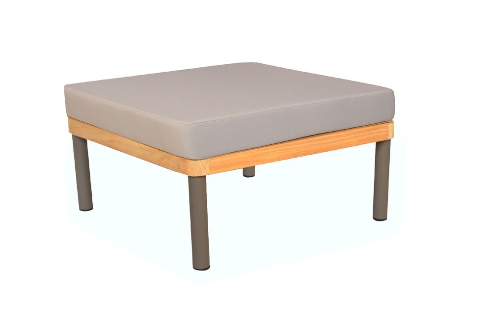 Lawn chairs - Kallysta central module for garden furniture in solid teak with taupe thermo-lacquered aluminium legs and polyolefin cushions. - EZEÏS