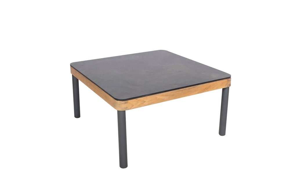 Lawn chairs - Kallysta central module for garden furniture in solid teak with taupe thermo-lacquered aluminium legs and polyolefin cushions. - EZEÏS
