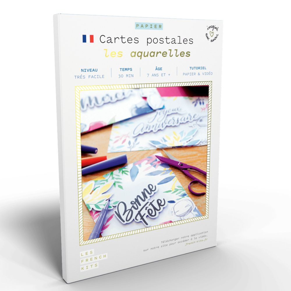 Card shop - Creative kit - Postcards - Watercolours - FRENCH KITS