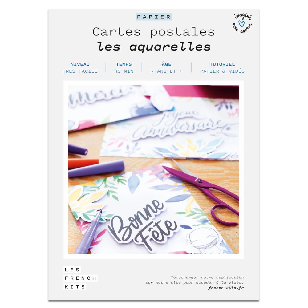 Card shop - Creative kit - Postcards - Watercolours - FRENCH KITS
