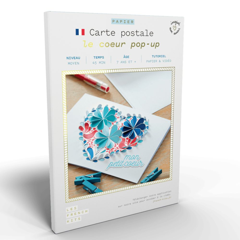 Papeterie - Kit créatif - Cartes Postales - Le cœur popup - FRENCH KITS