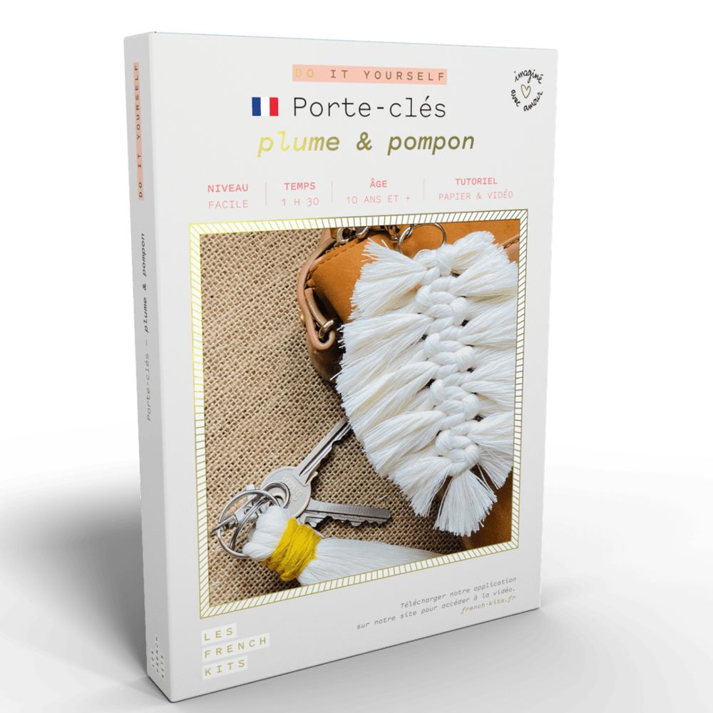 Gifts - DIY Keyring Kit - Feather & Pompom - FRENCH KITS