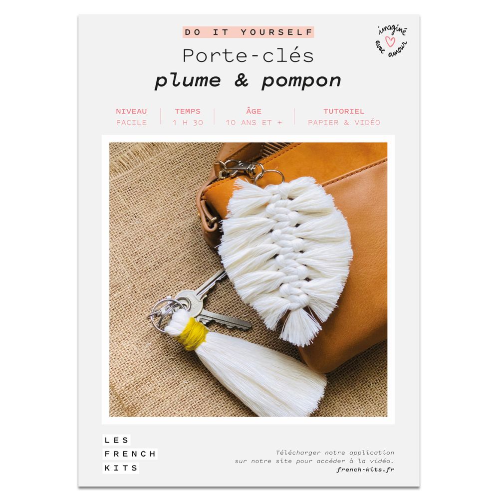 Gifts - DIY Keyring Kit - Feather & Pompom - FRENCH KITS