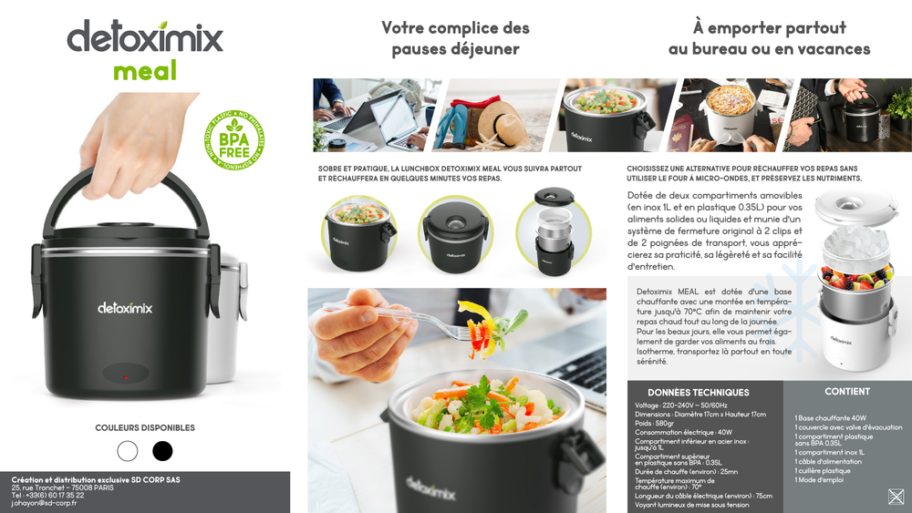 Plats et saladiers - LUNCH BOX CHAUFFANTE DETOXIMIX MEAL. - DETOXIMIX