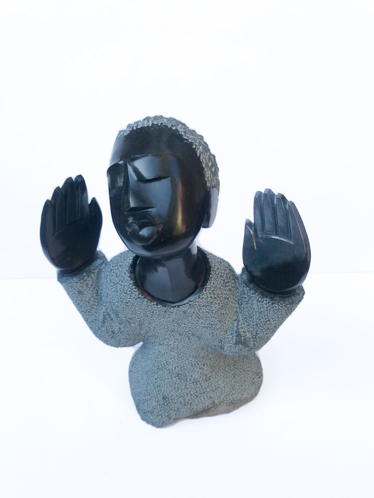 Sculptures, statuettes et miniatures - Sculpture en pierre recevant bénédiction - JONAQUESTART