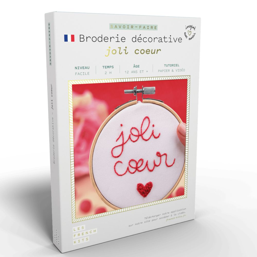Loisirs créatifs pour enfant - Kit Broderie décorative - Joli Cœur - FRENCH KITS