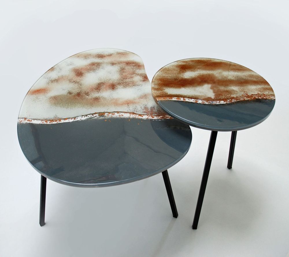 Objets design - Tables basses en verre d'art Sun Desert - BARANSKA DESIGN