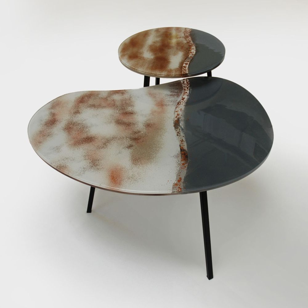 Objets design - Tables basses en verre d'art Sun Desert - BARANSKA DESIGN