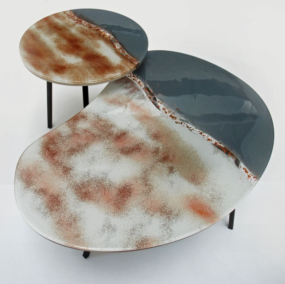 Objets design - Tables basses en verre d'art Sun Desert - BARANSKA DESIGN