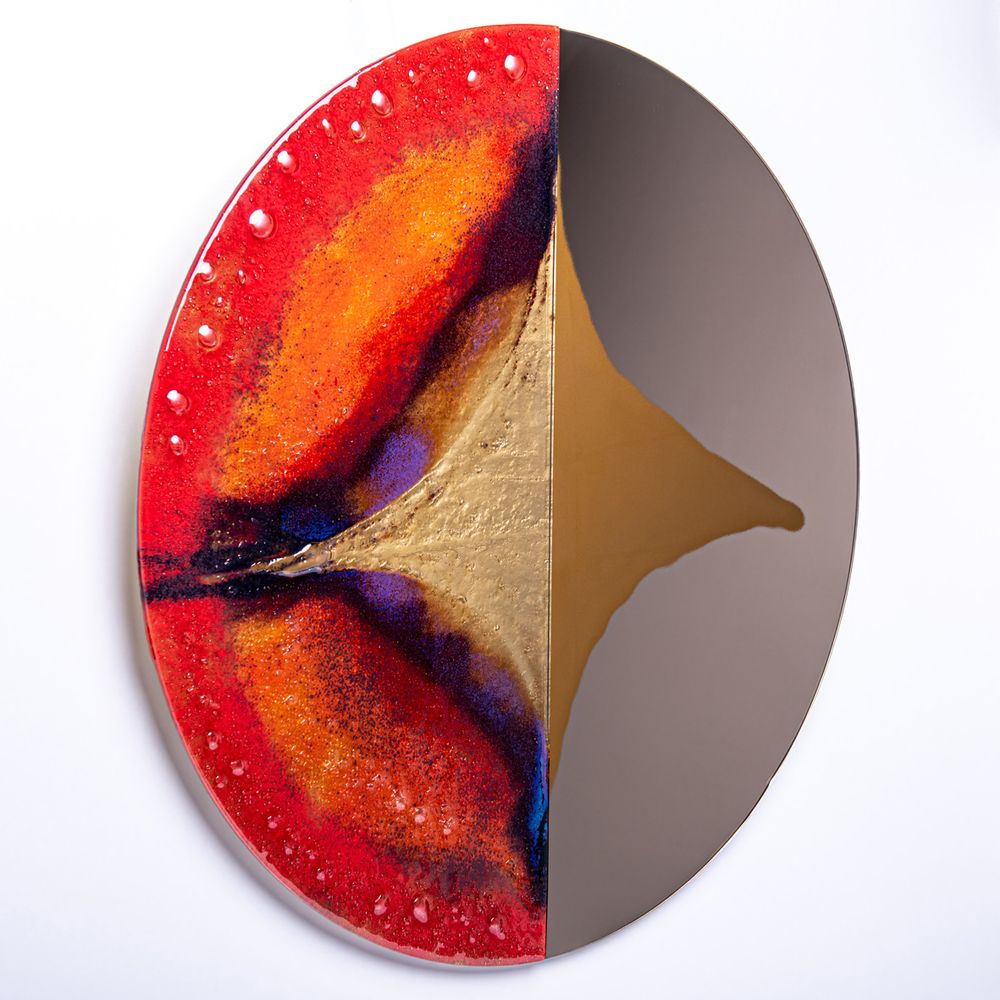 Mirrors - Four Seasons Autumn handmade art glass mirror - BARANSKA DESIGN