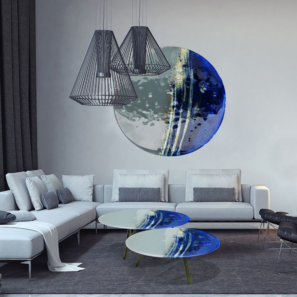 Paintings - Big Blue handmade art glass painting - BARANSKA DESIGN