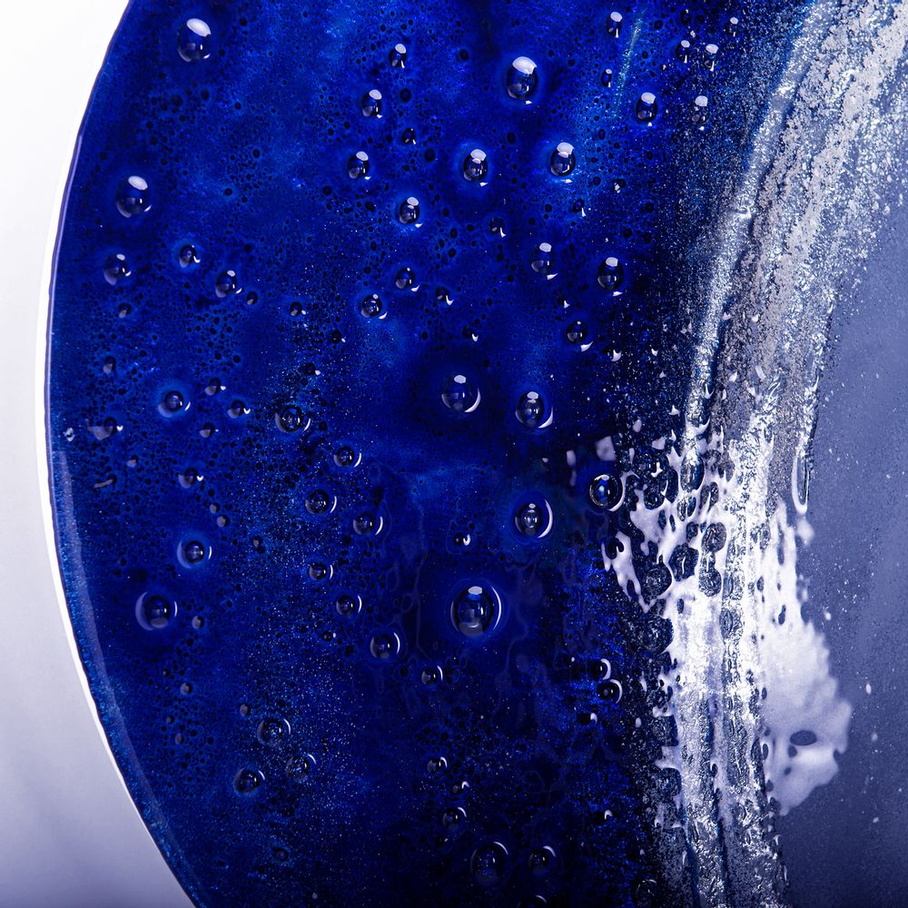 Paintings - Big Blue handmade art glass painting - BARANSKA DESIGN