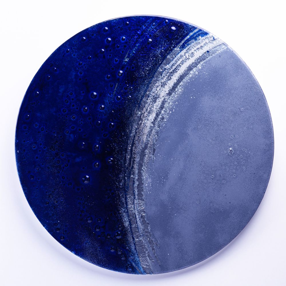 Paintings - Big Blue handmade art glass painting - BARANSKA DESIGN