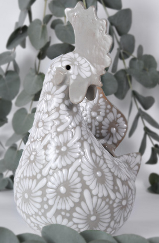 Pièces uniques - POULE/COQ. EN CERAMIQUE TALAVERA - TRALAMAI