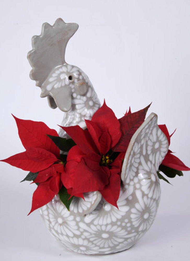 Pièces uniques - POULE/COQ. EN CERAMIQUE TALAVERA - TRALAMAI