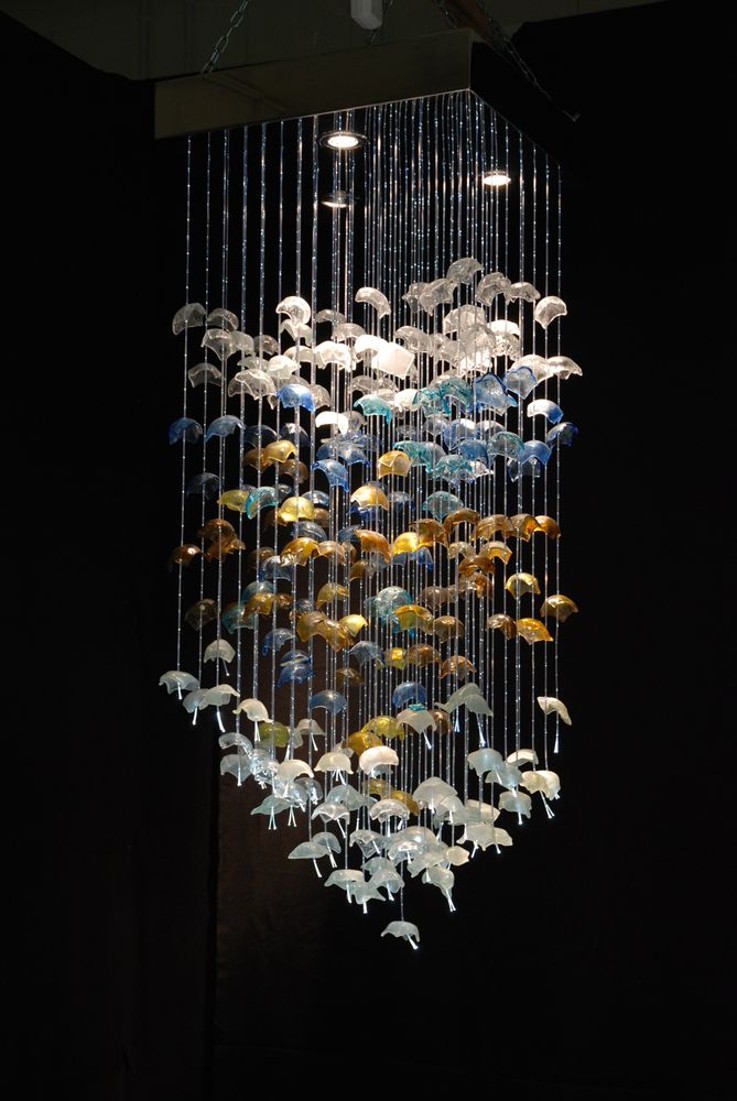 Suspensions - Lustres en verre d'art faits à la main sur mesure Sea Flowers - BARANSKA DESIGN