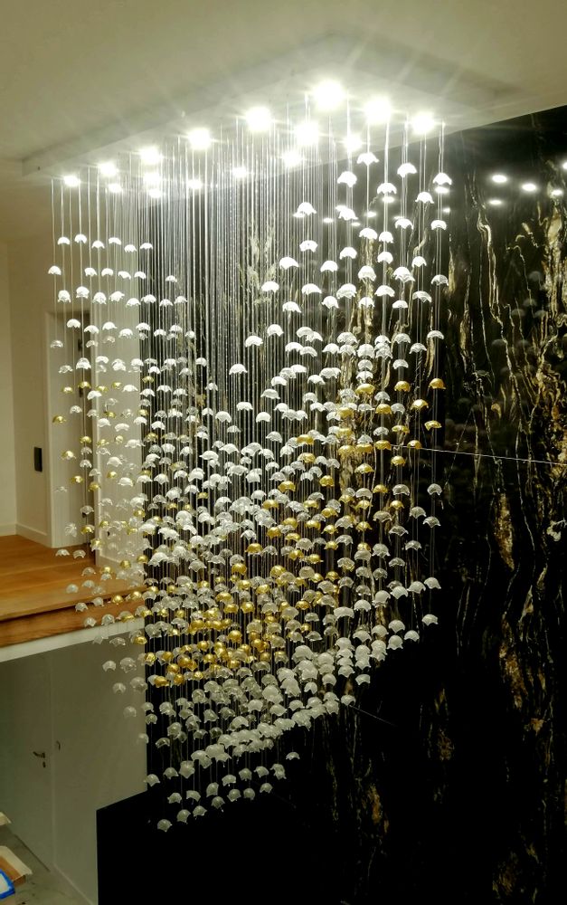 Suspensions - Lustres en verre d'art faits à la main sur mesure Sea Flowers - BARANSKA DESIGN