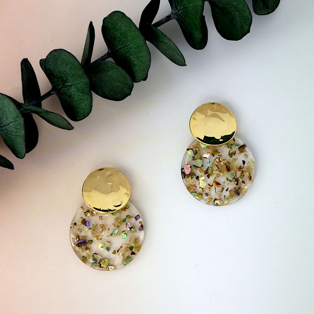 Jewelry - Gold earrings with fine gold and acetate. - NAO JEWELS