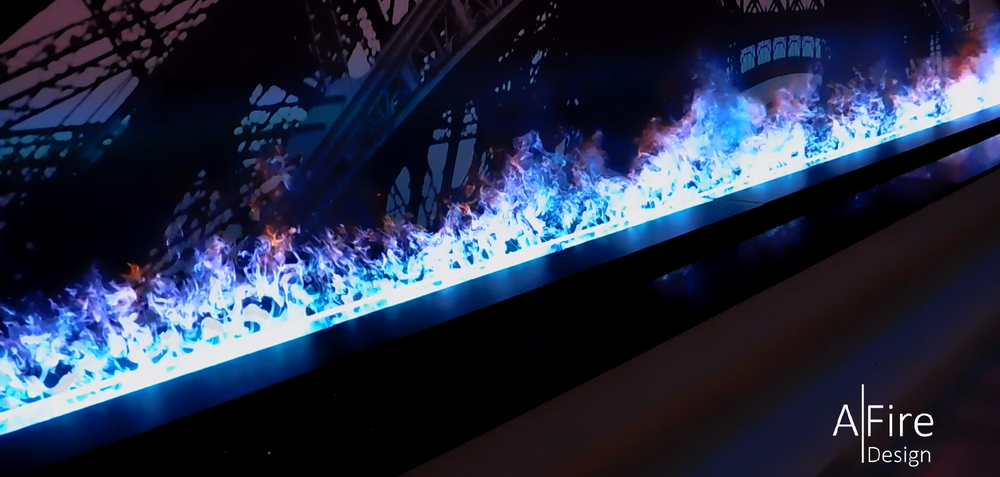 Hotel bedrooms - 200-800 cm Water Vapor Fireplace (80-320 in) - AFIRE 3D Electric Insert PRESTIGE Design Decoration - AFIRE