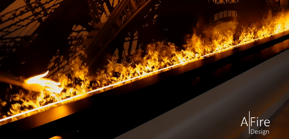 Hotel bedrooms - 200-800 cm Water Vapor Fireplace (80-320 in) - AFIRE 3D Electric Insert PRESTIGE Design Decoration - AFIRE