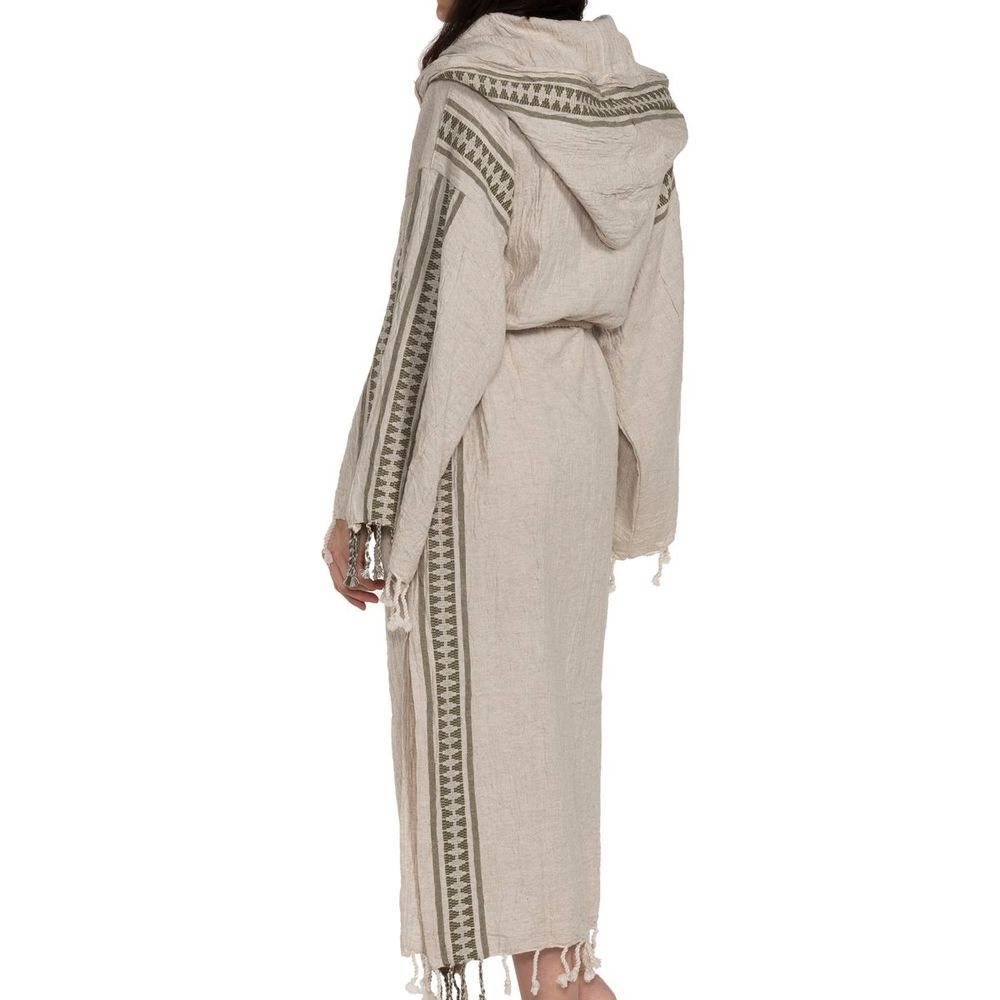 Loungewear - ANTIQUE02 HOODED BATHROBE DRESSING GOWN LINEN COTTON HANDLOOM - LALAY